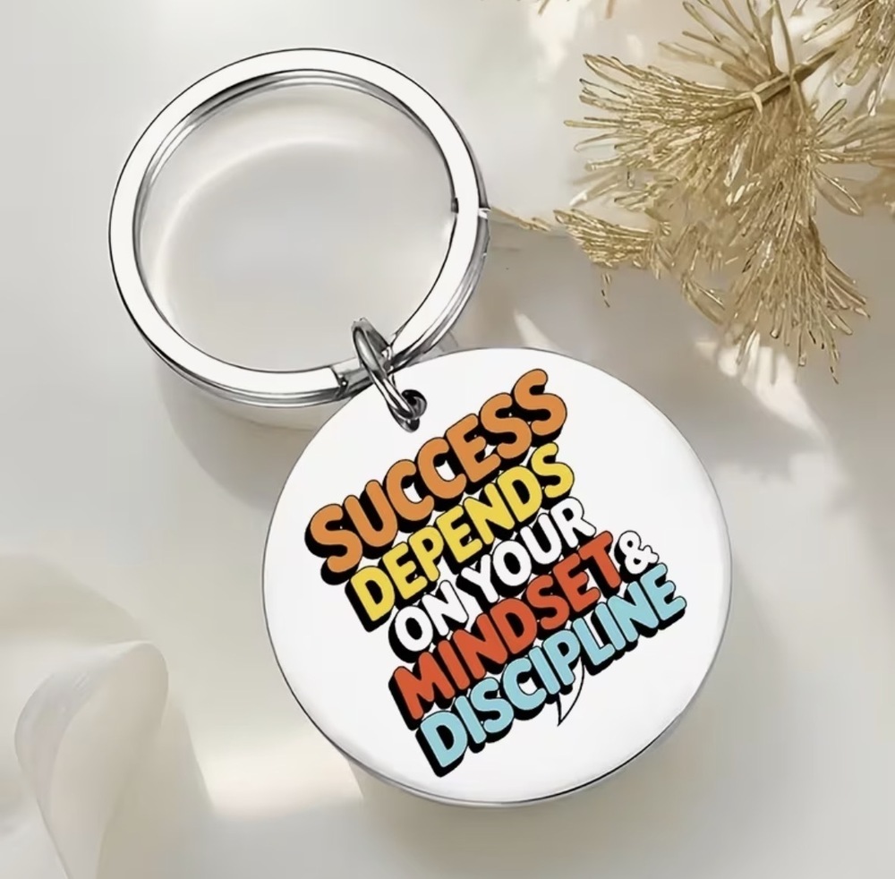 3/$25 Success Depends on Your Mindset & Discipline Stainless Steel Keychain NEW